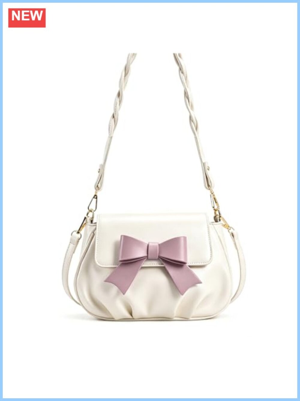 PU Leather Ruched Saddle Purse Bow Shoulder Underarm Bag Y2K Handbag